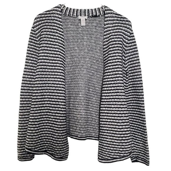 Chicos 3 Stripe Cardigan Black White Casual Career Sweater Womens XL - Picture 1 of 8